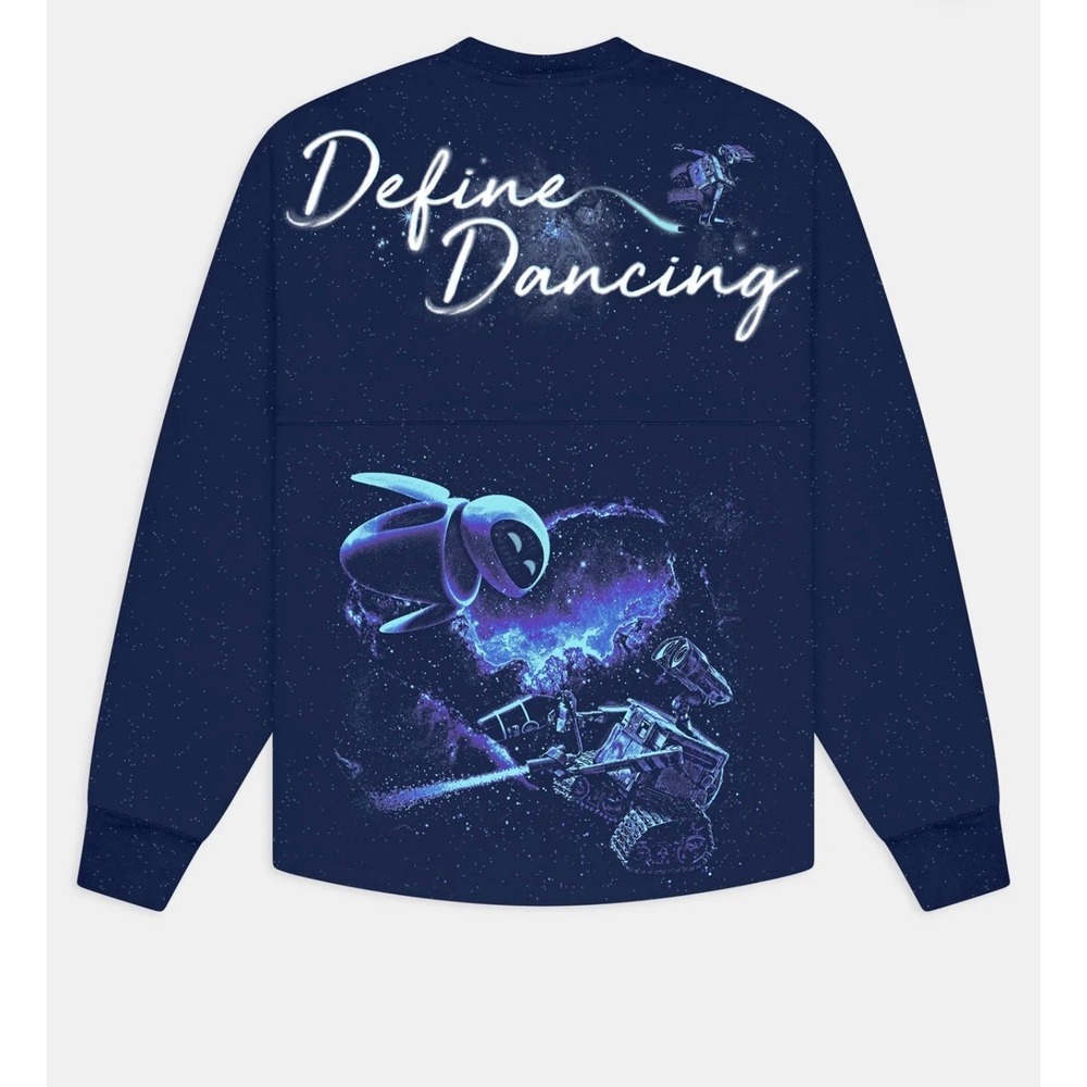 Disney Pixar Wall-E & Eve Adult Large Sparkle Wash Midnight Sky Spirit Jersey